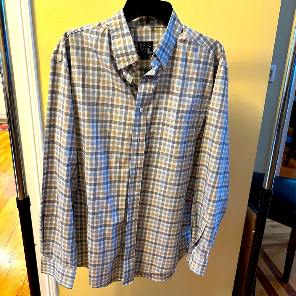 Jos. A. Bank Traveler Collection Mini Check Sportshirt - Men’s Large